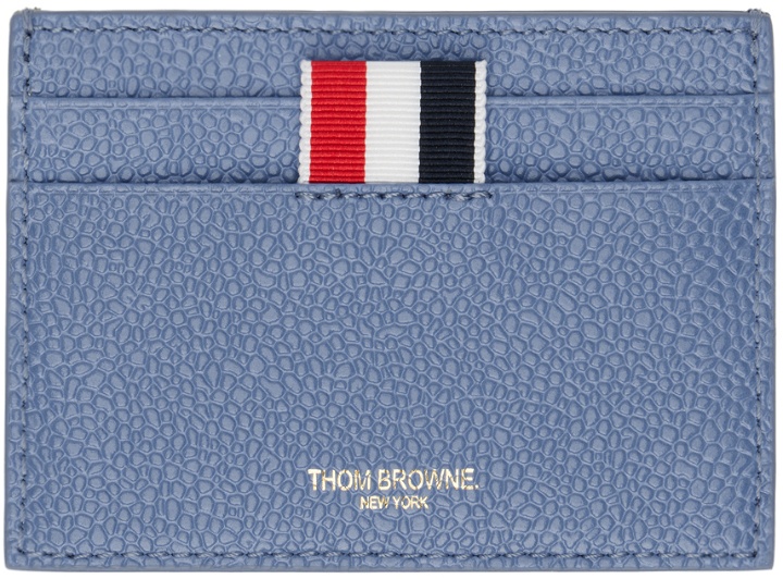 Photo: Thom Browne Blue Pebble Grain Rose 4-Bar Single Card Holder