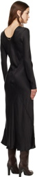 Silk Laundry Black Splice Long Sleeve Maxi Dress