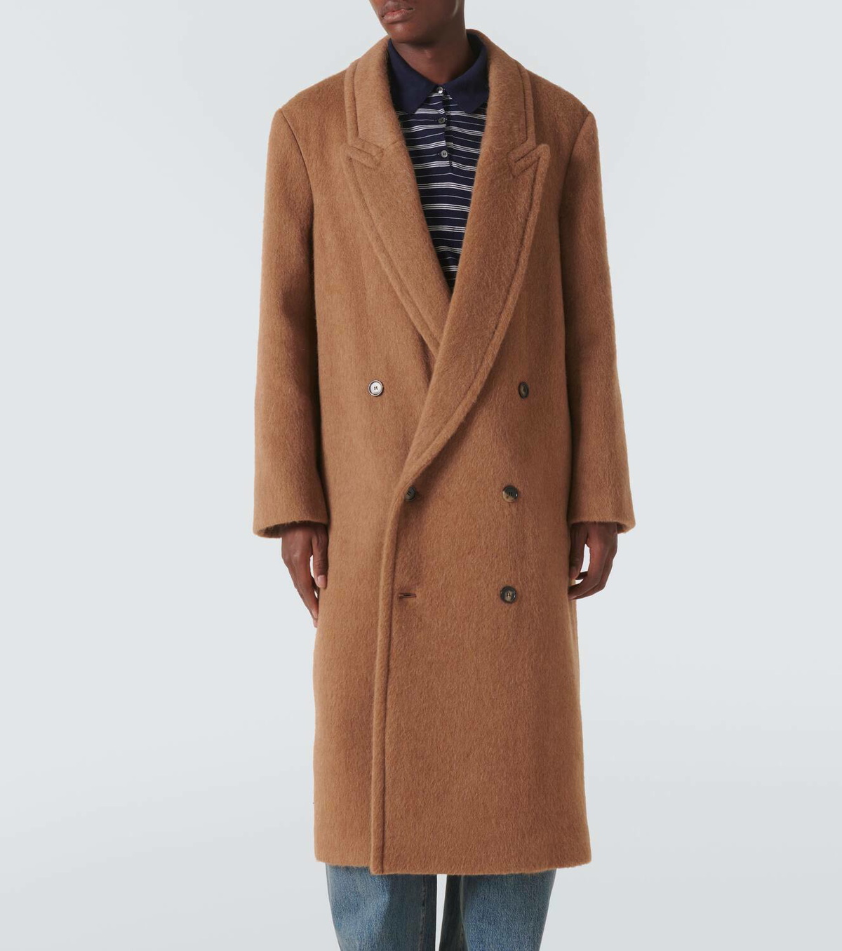 コート Loewe double-breasted coat Double-breasted coat in lama and wool Brown - LOEWE