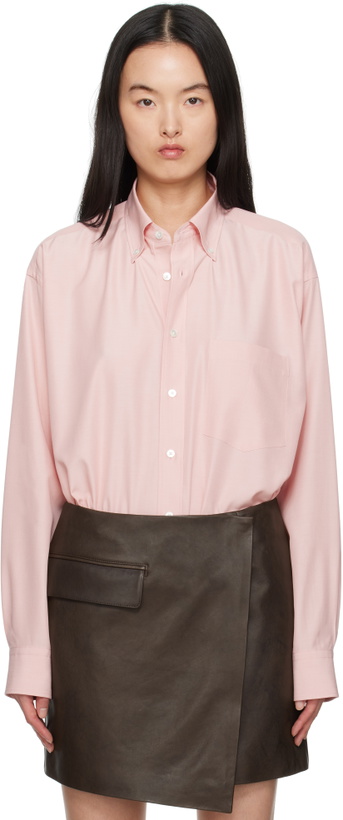Photo: AURALEE Pink Silk Broad Button Down Shirt