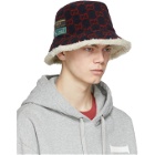 Gucci Navy and Red Wool GG Bucket Hat