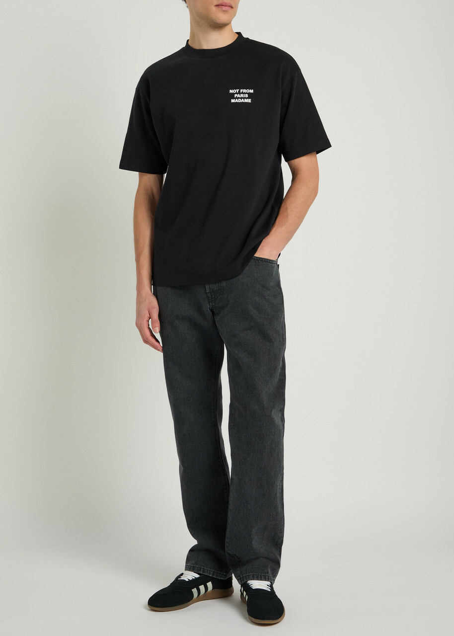 DRÔLE DE Monsieur Le T-shirt Slogan Printed Cotton T-shirt Black