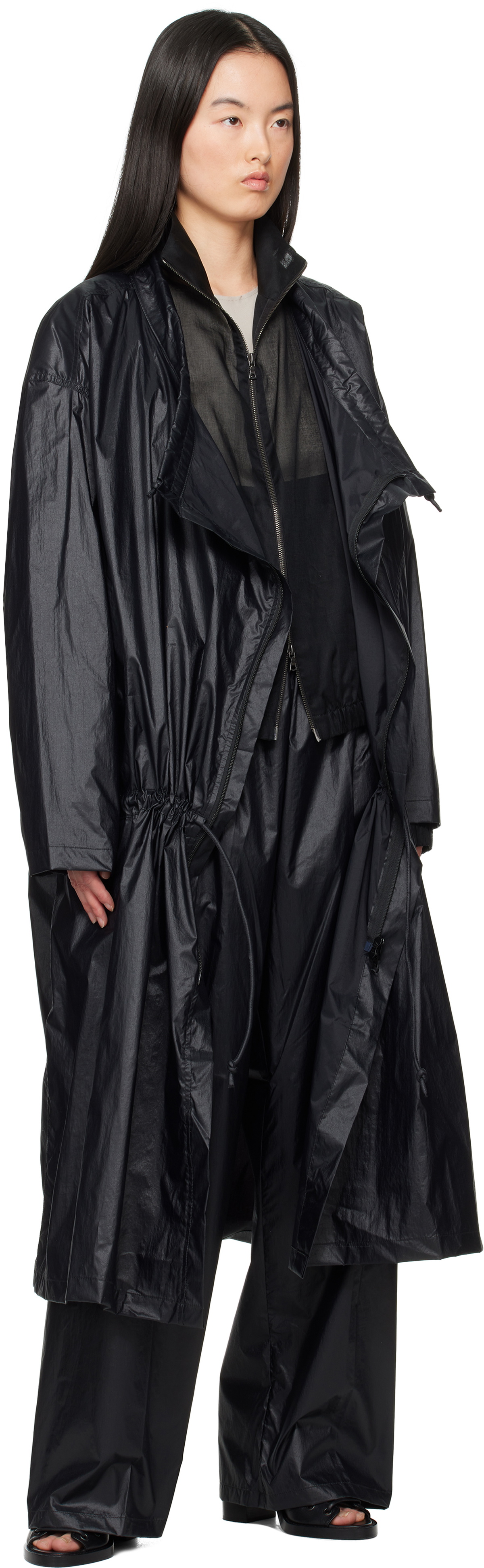 Gabriela Coll Garments Black No.314 Technical Long Coat