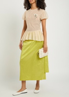 Simone Rocha Sculpted Bustle Taffeta Midi Skirt Green