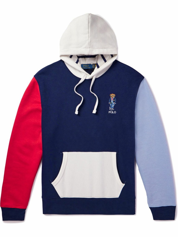 Photo: Polo Ralph Lauren - Logo-Embroidered Colour-Block Cotton-Blend Jersey Sweatshirt - Blue