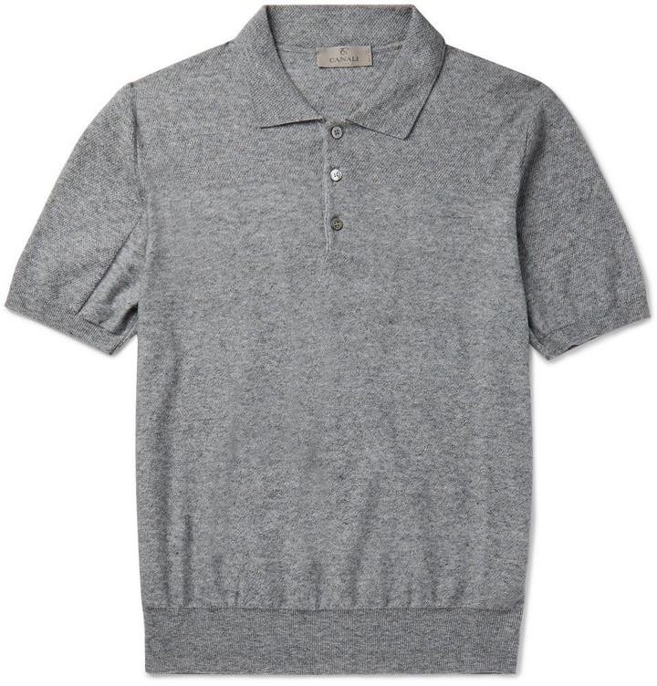 Photo: Canali - Slim-Fit Knitted Cotton Polo Shirt - Men - Gray