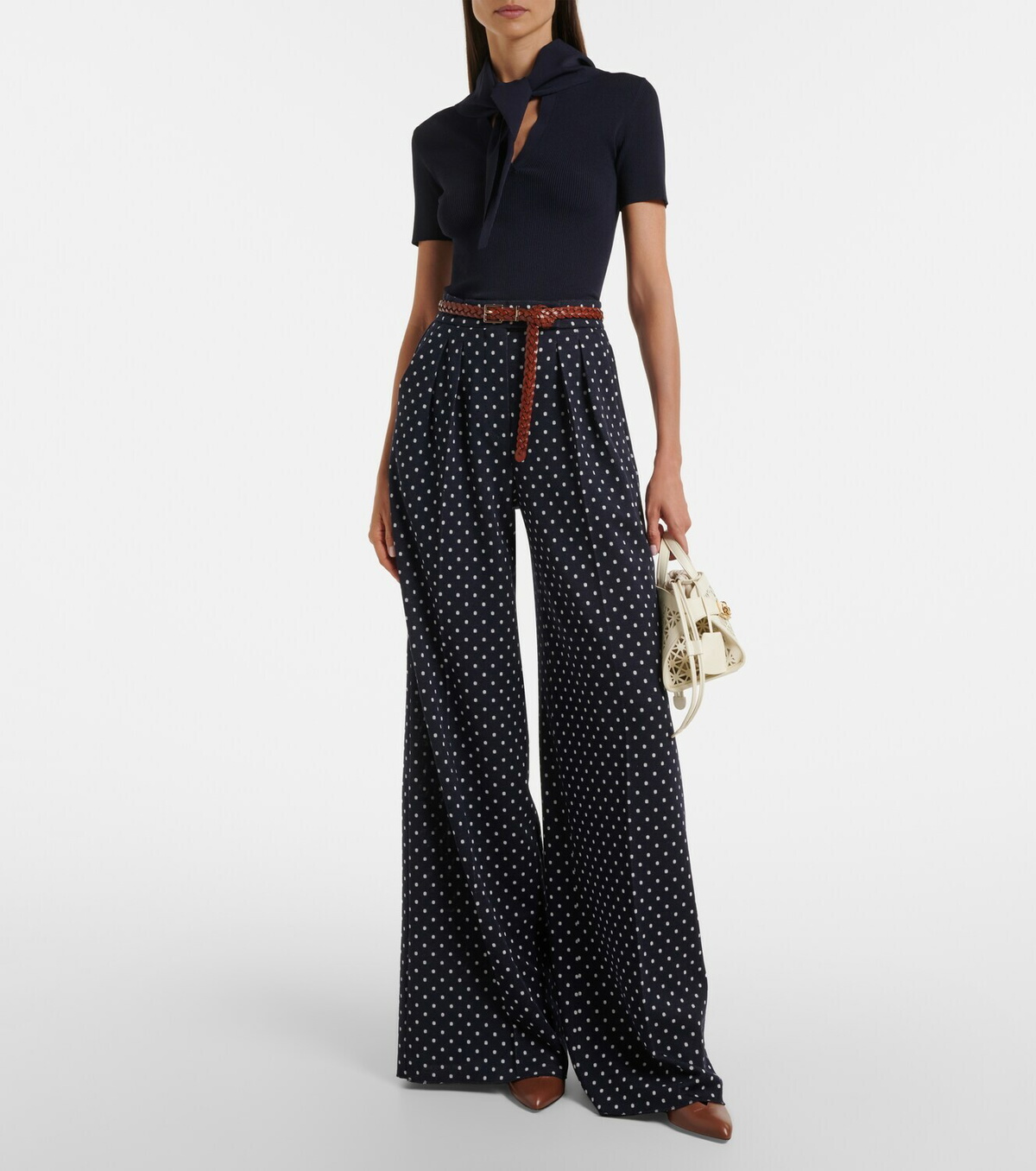 Max Mara Polka-dot jersey wide-leg pants