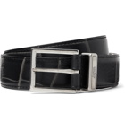 Alexander McQueen - 3cm Croc-Effect Leather Belt - Black