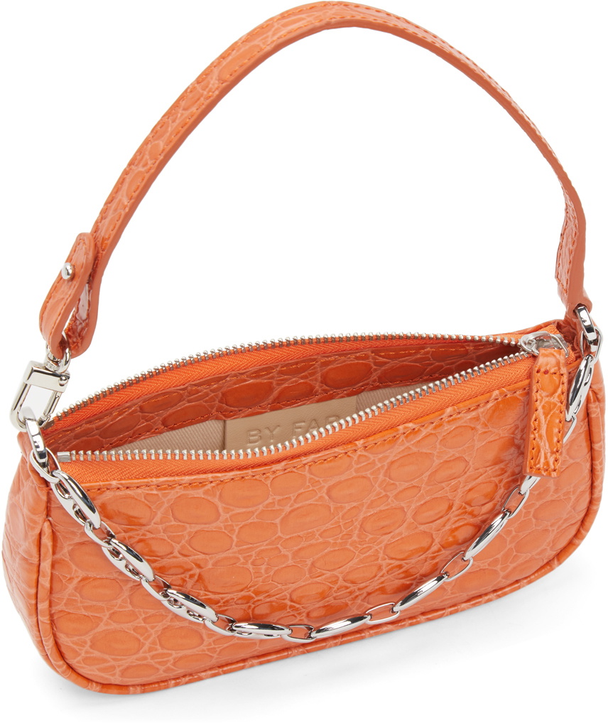 BY FAR Orange Croc Mini Rachel Bag By Far