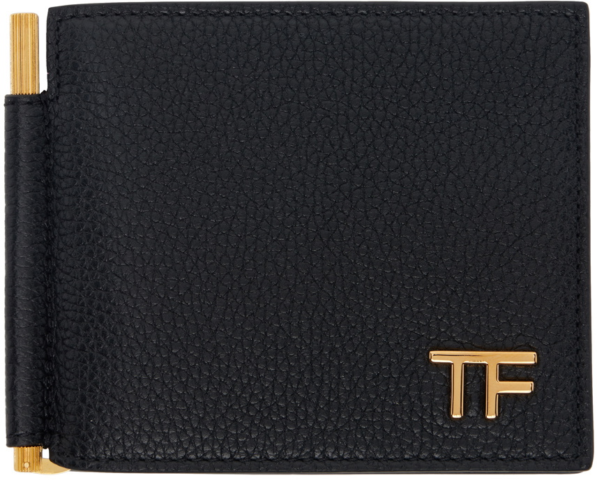TOM FORD Black Grain Leather Money Clip Wallet TOM FORD