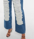 Loewe Distressed mid-rise wide-leg jeans