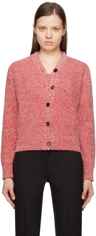 Photo: Ferragamo Red Bouclé Cardigan