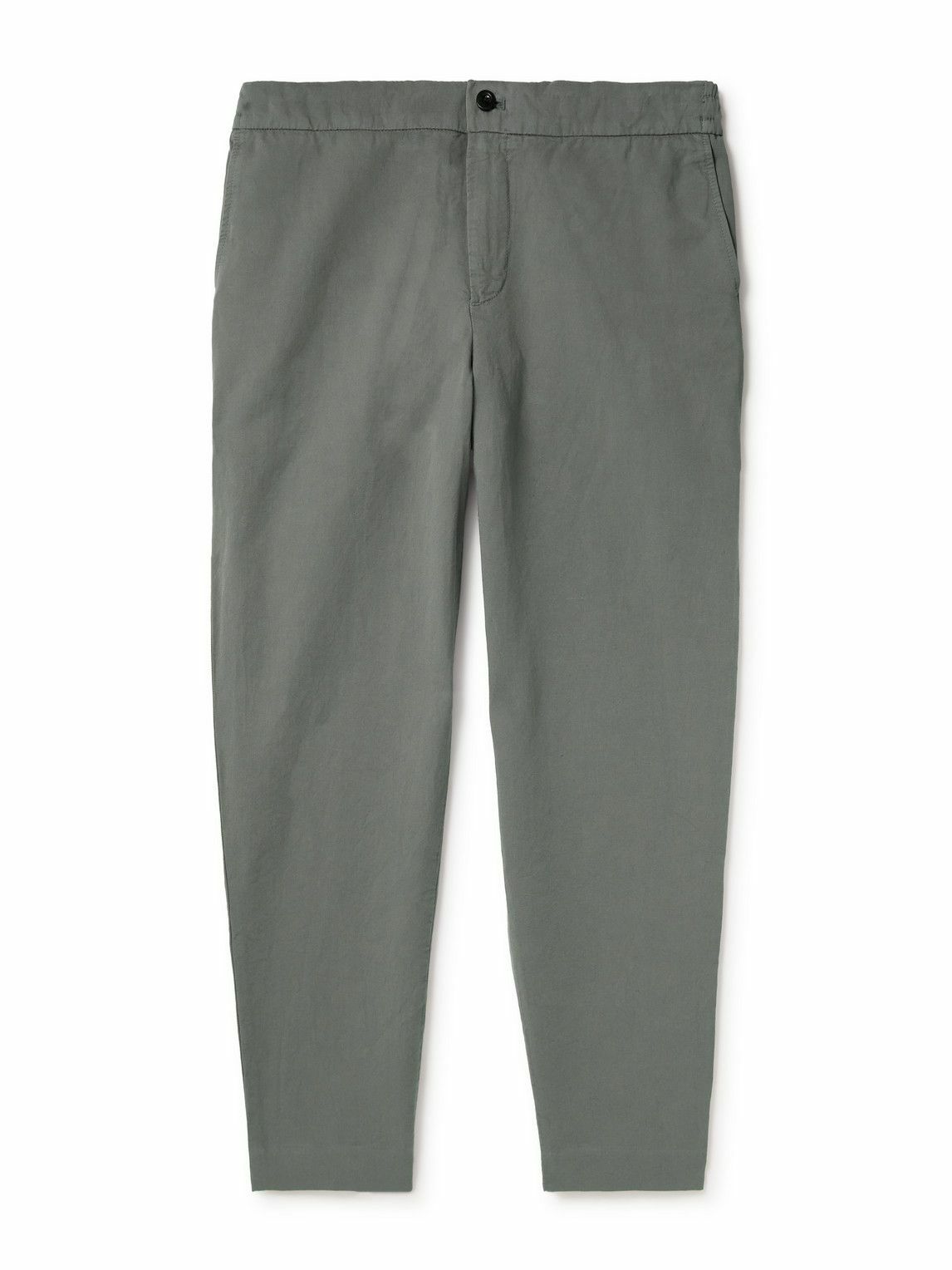 Mr P. James Cotton and LinenBlend Twill Drawstring Trousers Gray Mr P.