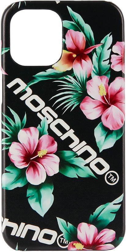 Photo: Moschino Black Flowers Logo iPhone 12 Pro Max Case