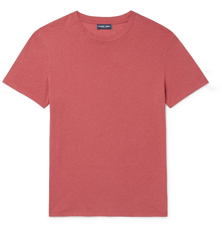 Photo: FRESCOBOL CARIOCA - Lucio Slim-Fit Cotton and Linen-Blend T-Shirt - Red