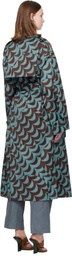 Dries Van Noten Blue & Brown Double-Breasted Trench Coat