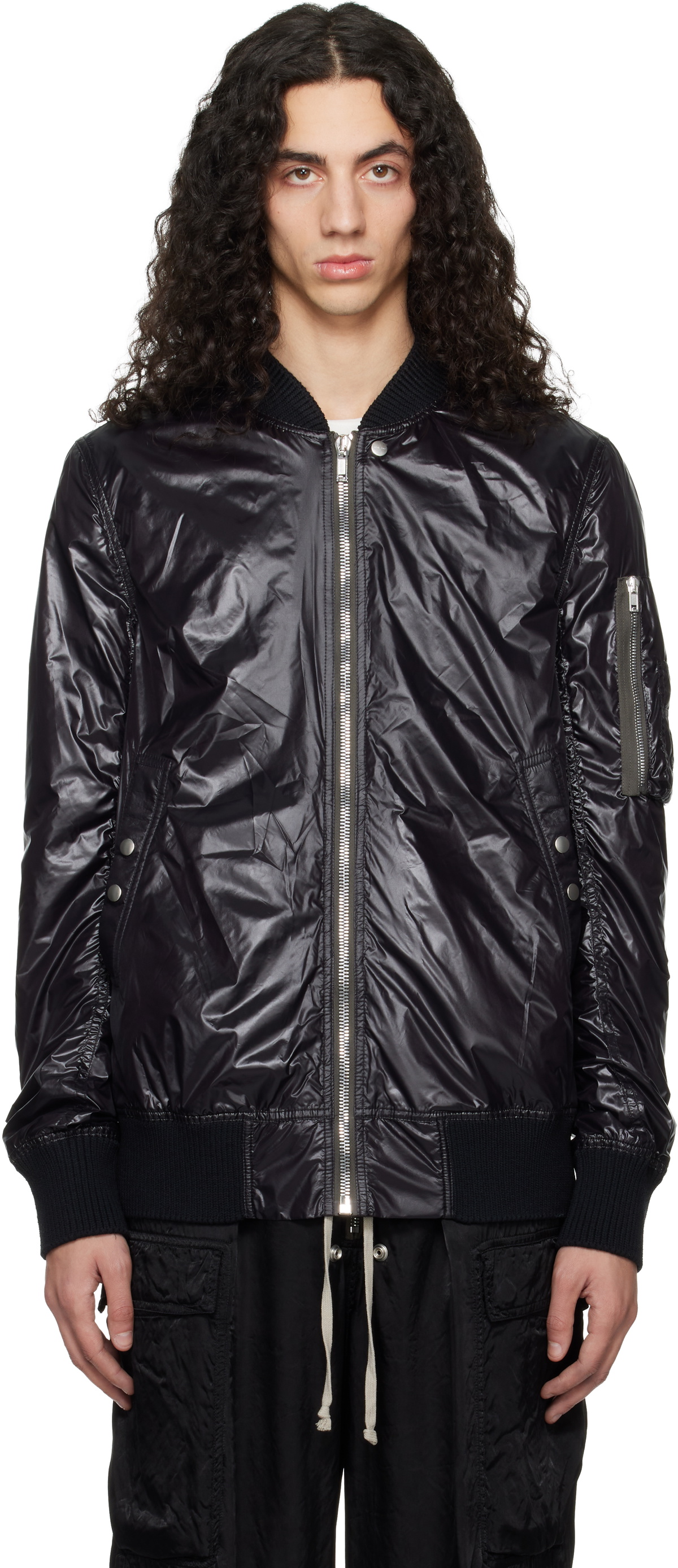 Rick Owens Black Temple Classic Flight Bomber Jacket Rick Owens