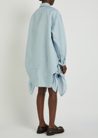 JW Anderson Knotted Cotton-blend Mini Shirt Dress Light Blue