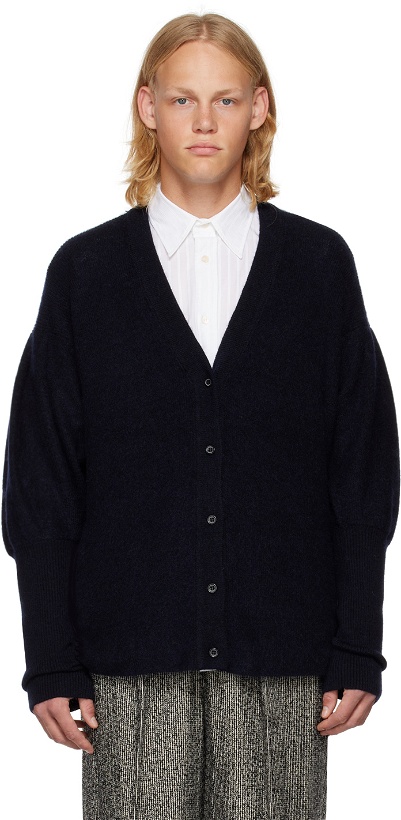 Photo: rito structure Navy Puff Sleeve Cardigan