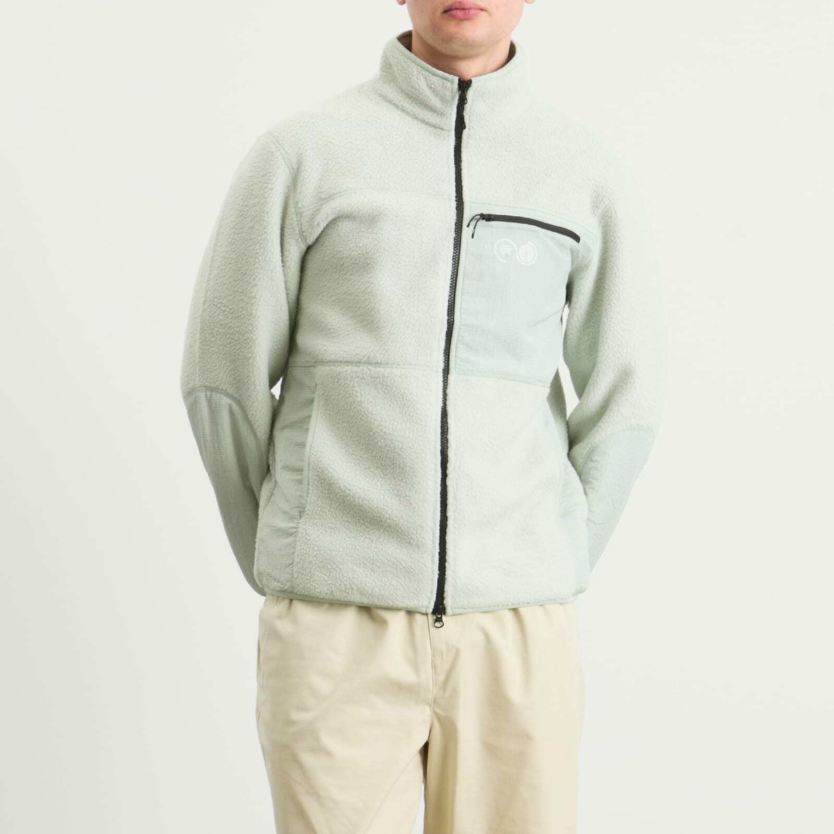 Purple Mountain Observatory Men's Borg Sherpa Fleece Jacket in Light Grey