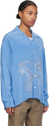 Glass Cypress Blue Embroidered Shirt