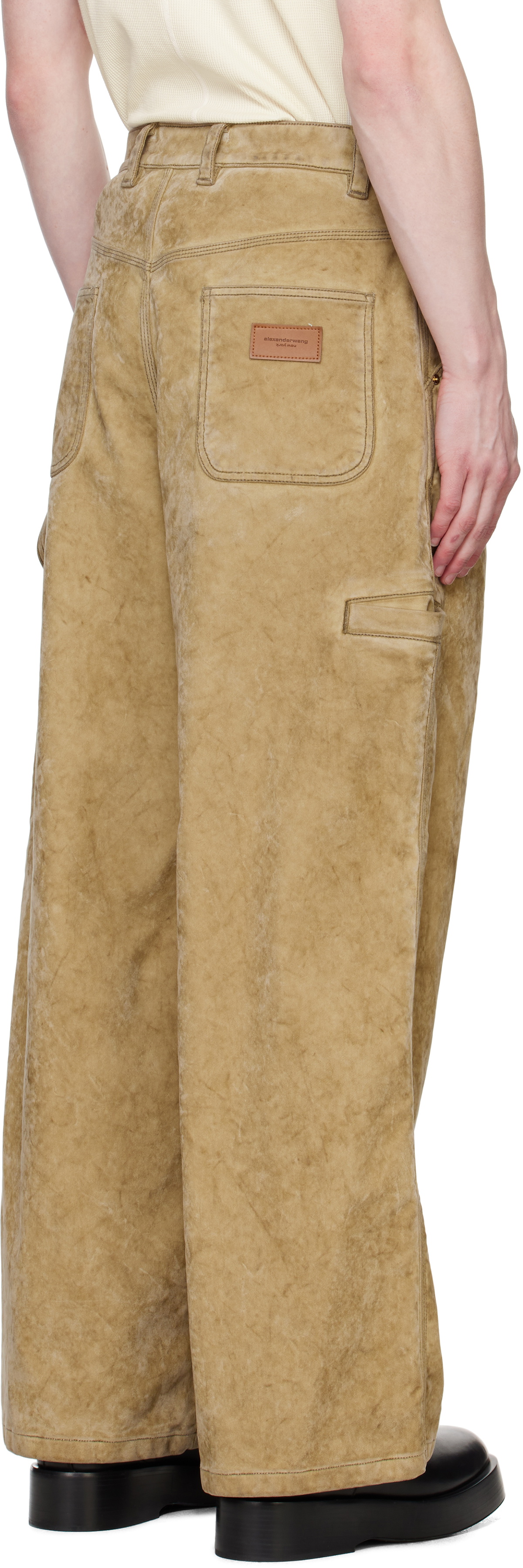 Alexander Wang Tan Rounded Carpenter Faux-Suede Jeans