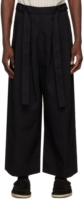 Photo: Naked & Famous Denim SSENSE Exclusive Black Wide Trousers