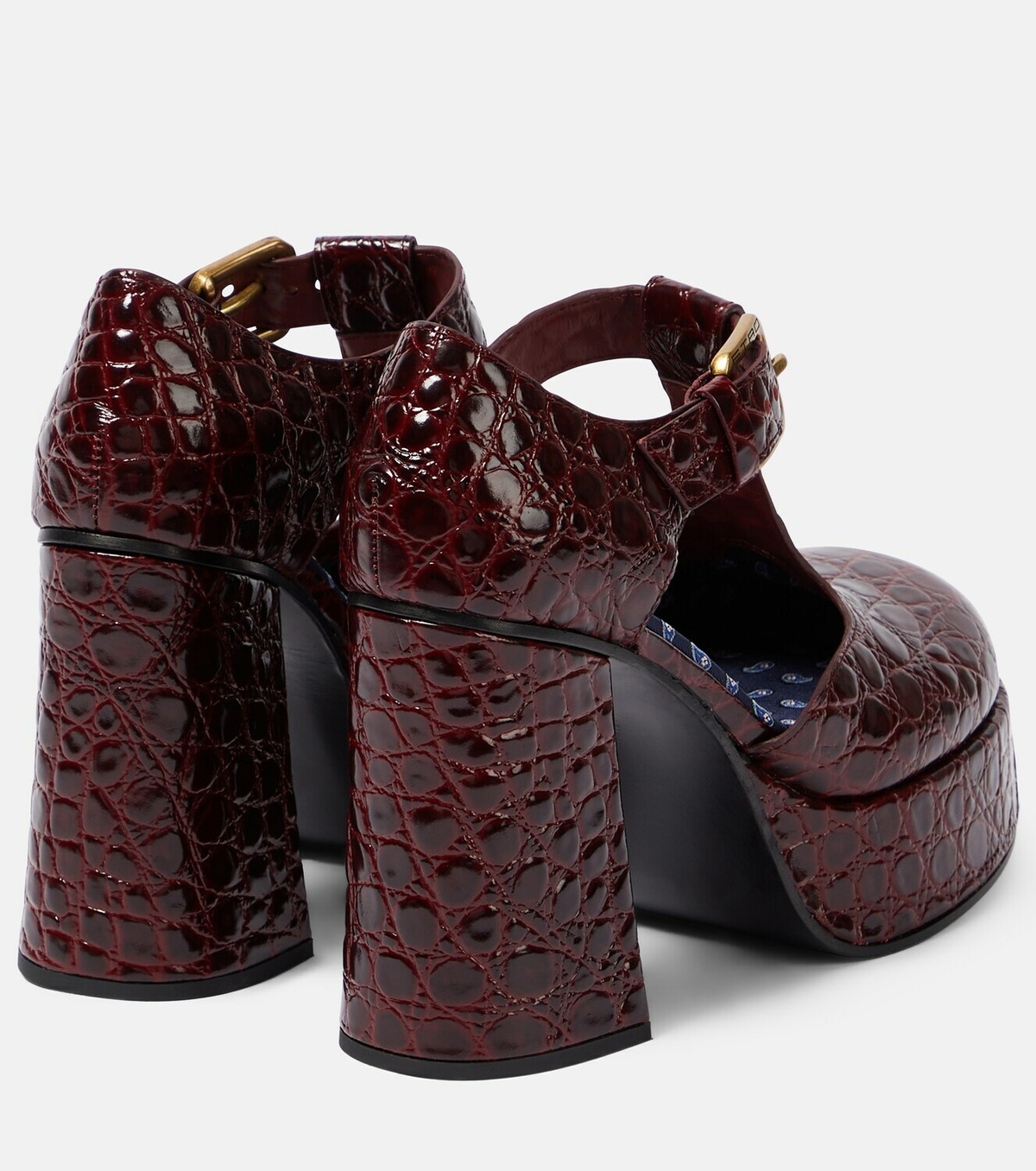 Etro Croc-effect leather Mary Jane pumps