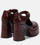 Etro Croc-effect leather Mary Jane pumps