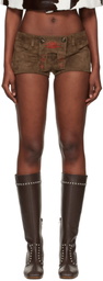 LAURA ANDRASCHKO Brown Lederhosen Suede Shorts