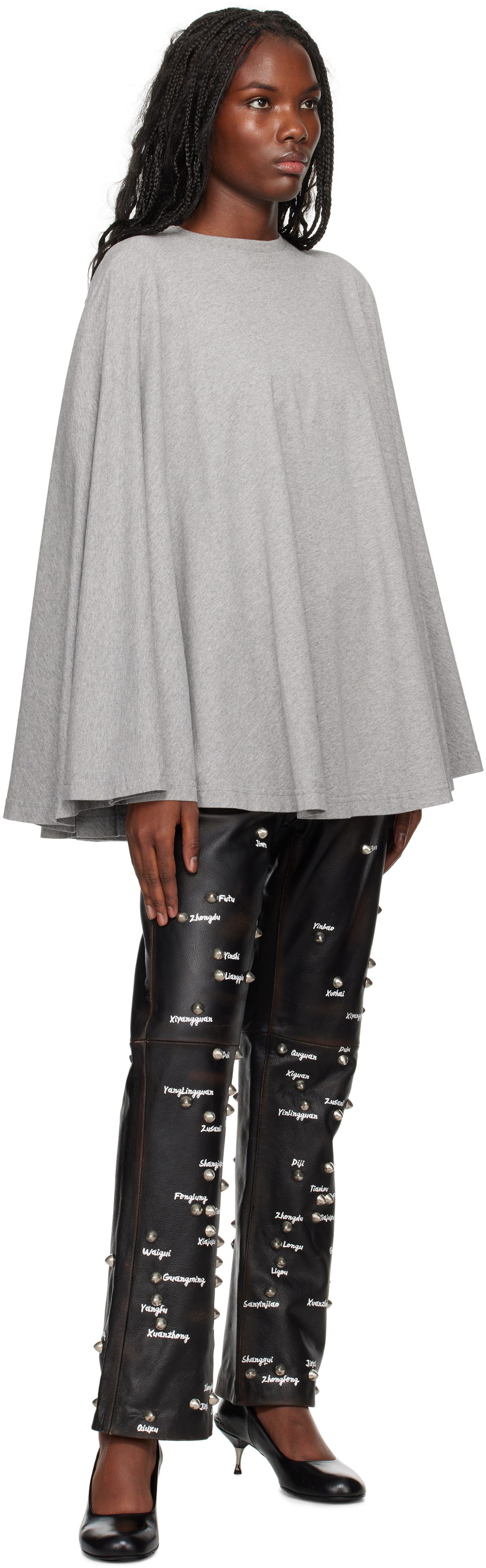 doublet Black Pressure Points Studs Leather Pants