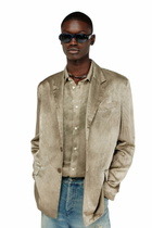 Diesel Blazer in wrinkled satin - Jackets Mens in Brown