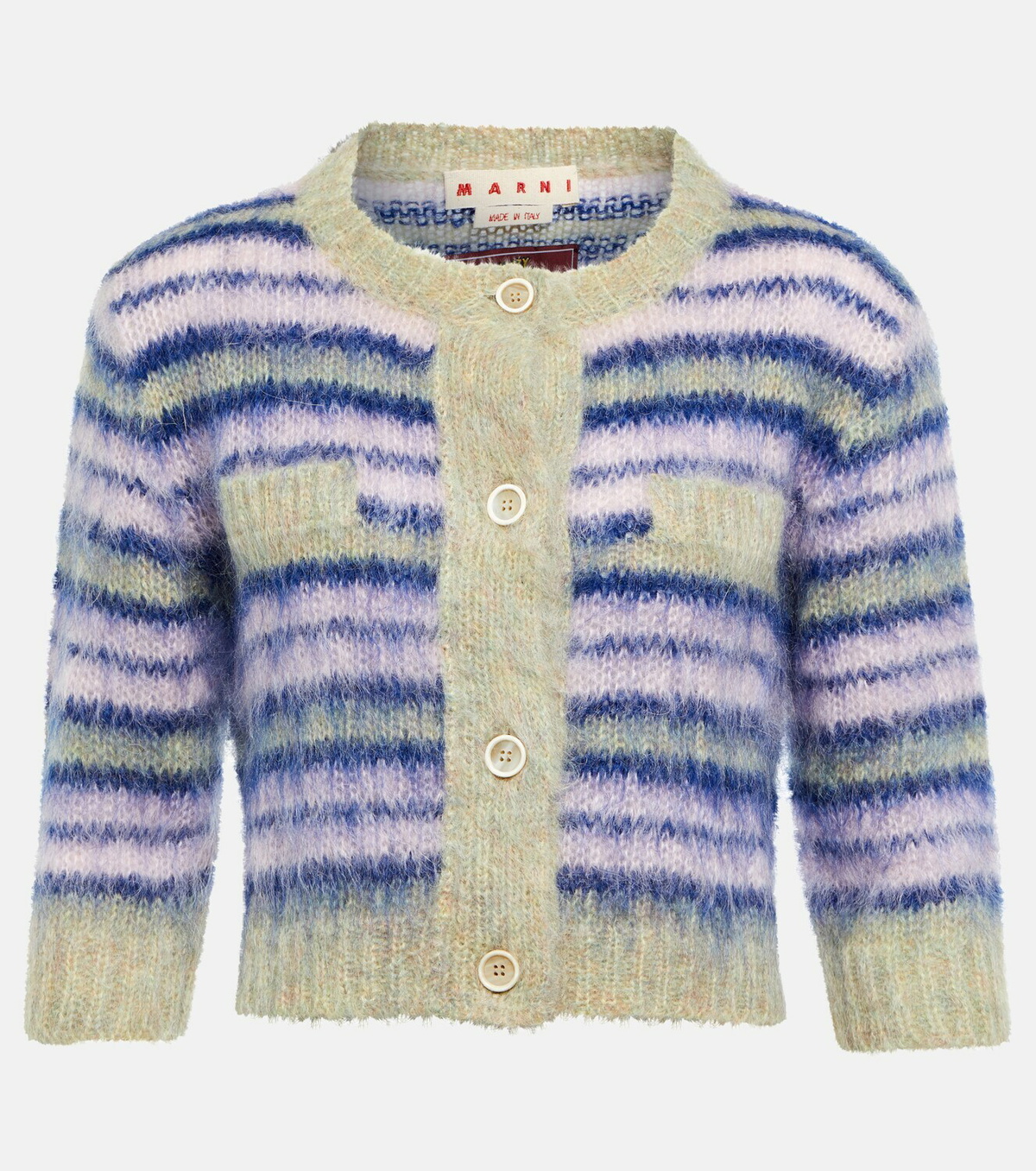 Marni - Striped cropped mohair-blend cardigan Marni