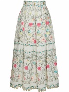ELIE SAAB Embroidered Cotton Midi Skirt