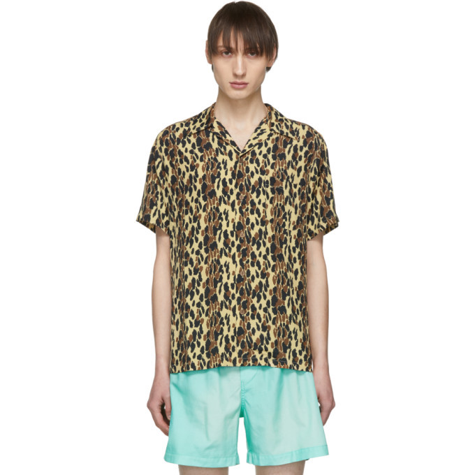 Photo: Wacko Maria Beige and Black Leopard Hawaiian Shirt