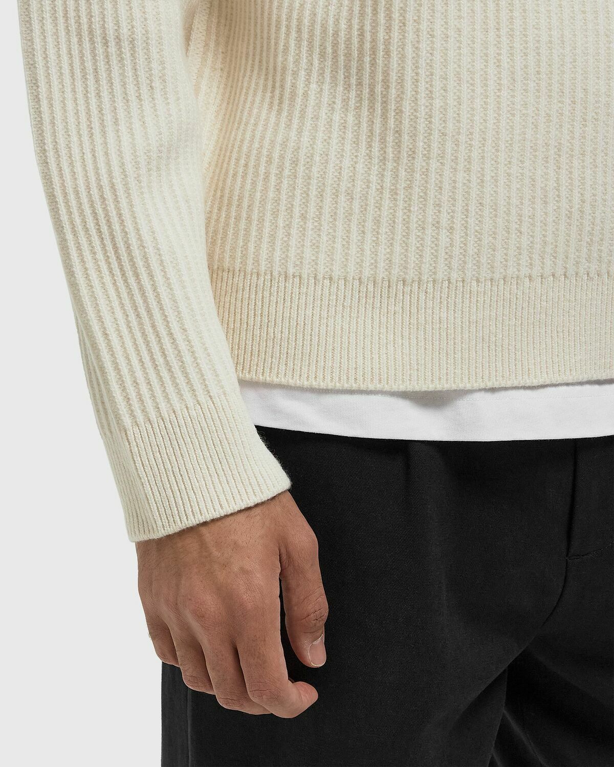 Maison Kitsune FOX HEAD WOOL RIBBED JUMPER Beige Mens Pullover