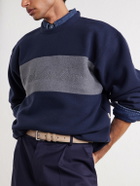 Aimé Leon Dore - Logo-Embroidered Two-Tone Fleece Sweatshirt - Blue