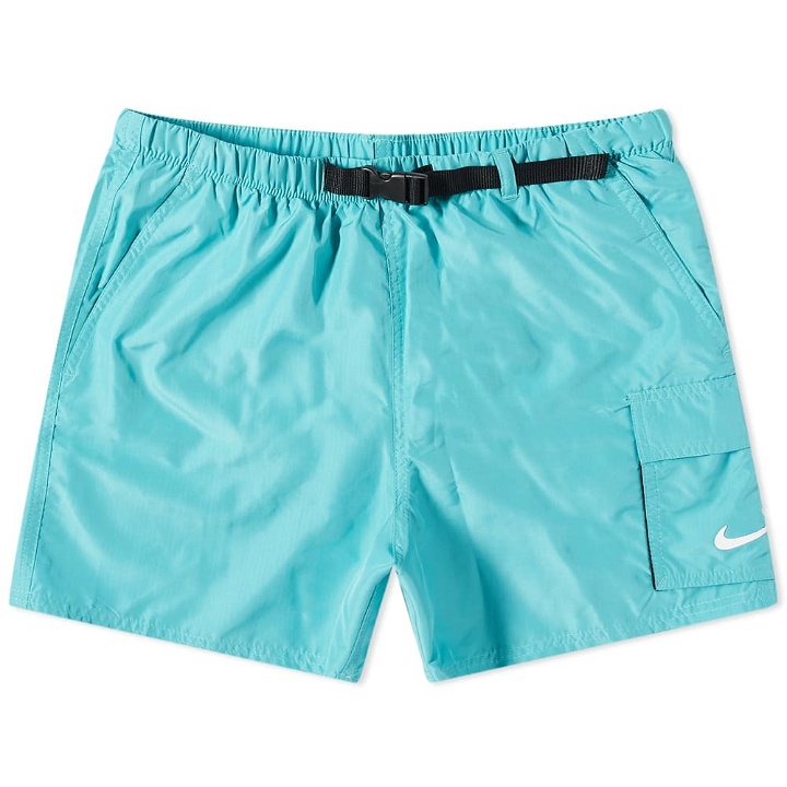 Photo: Nike Swim Men's Belted 5 Volley Short in Washed Teal