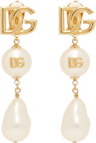 Dolce&Gabbana Gold Teardrop & Cabochon 'DG' Logo Clip-on Earrings