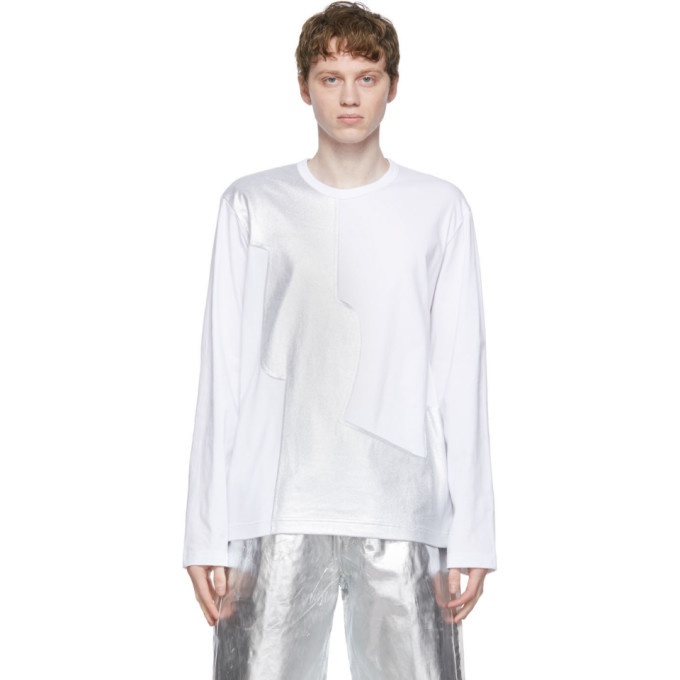 Photo: Comme des Garcons Homme Plus White Jersey x Laminate Long Sleeve T-Shirt