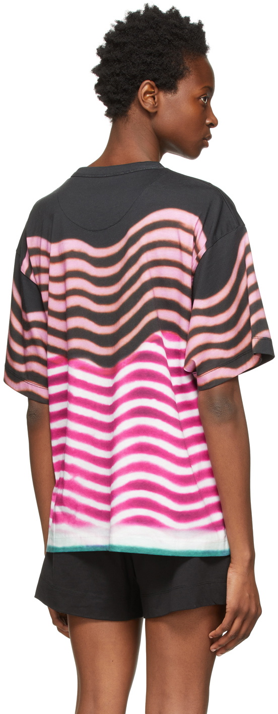 Dries Van Noten Black & Pink Len Lye Edition Stripes T-Shirt Dries