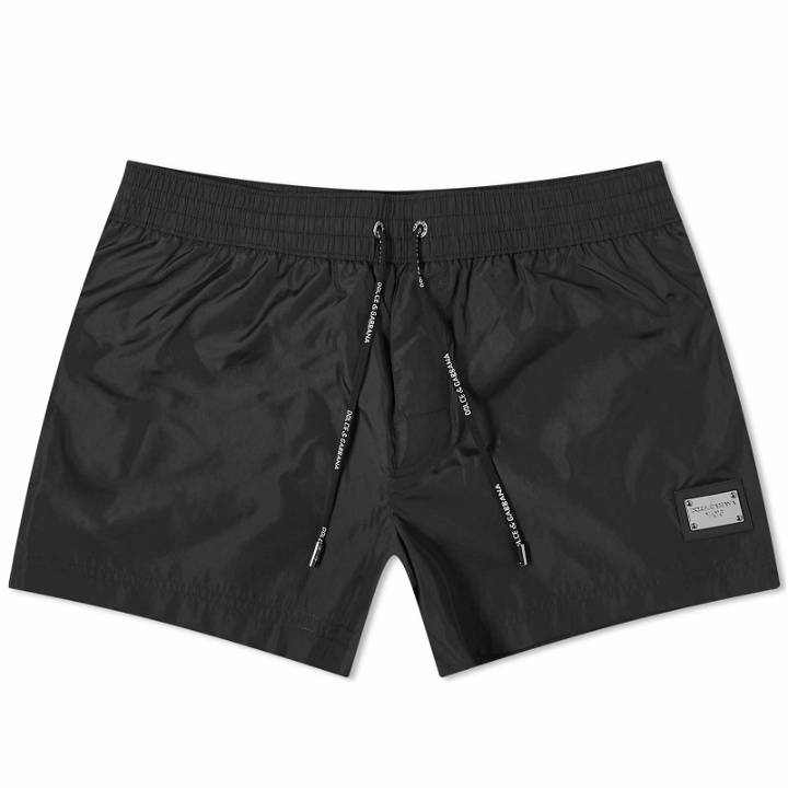 Photo: Dolce & Gabbana Men's Logo Swim Shorts in Black