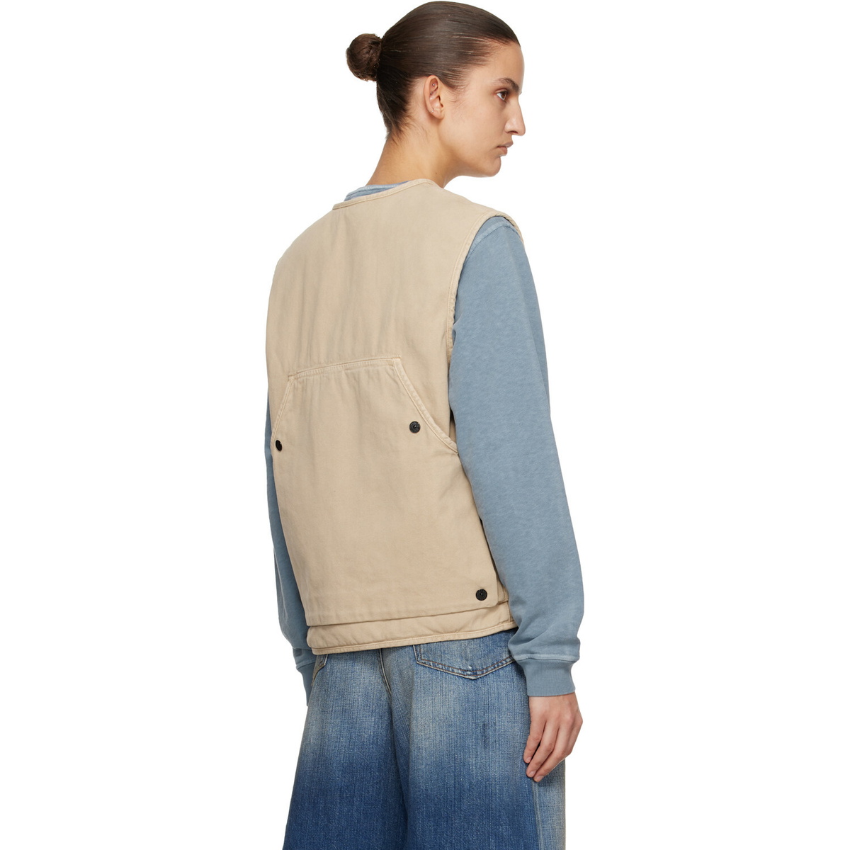 Stone Island Beige 6100007 Organic Panama Cotton 'Old' Effect Vest