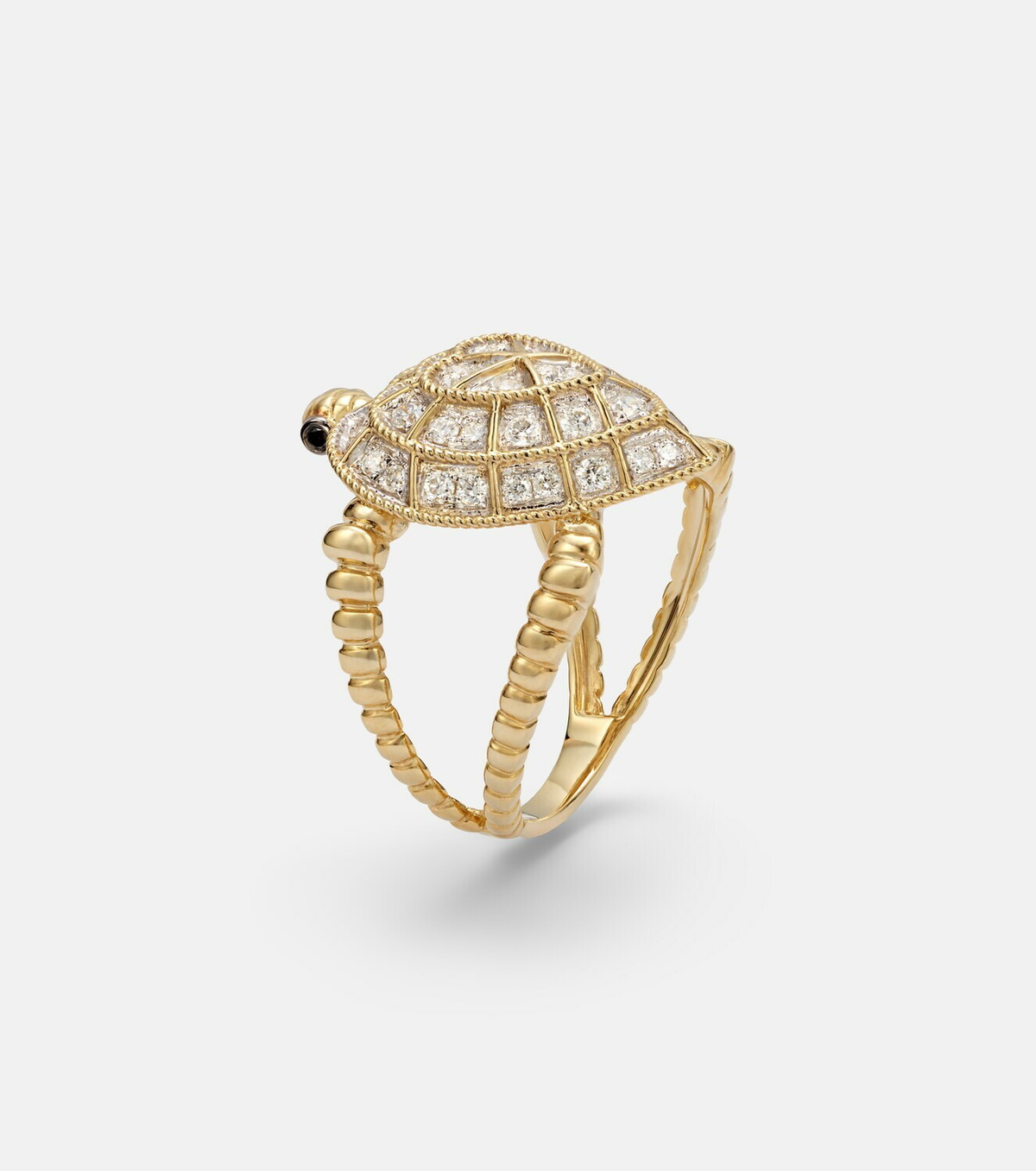 Yvonne Léon Tortue Coeur 9kt gold ring with diamonds