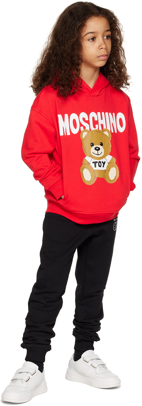 Moschino Kids Red Teddy Bear Hoodie