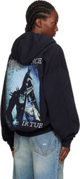 VETEMENTS Black Cradle of Filth Cut-Up Oversized Zip-Up Hoodie