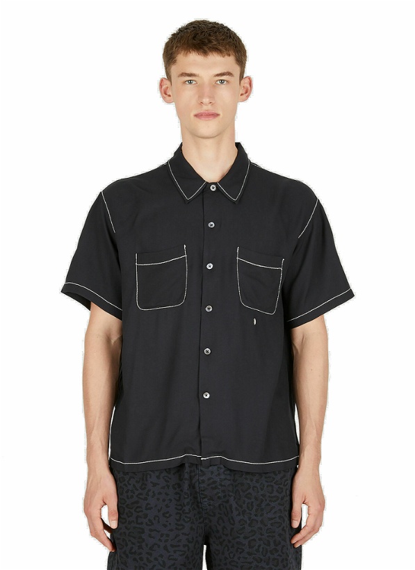 Photo: Contrast Pick Stitched Shirt in Black