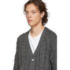 Thom Browne Grey Aran Cable Raglan Sleeve V-Neck Cardigan