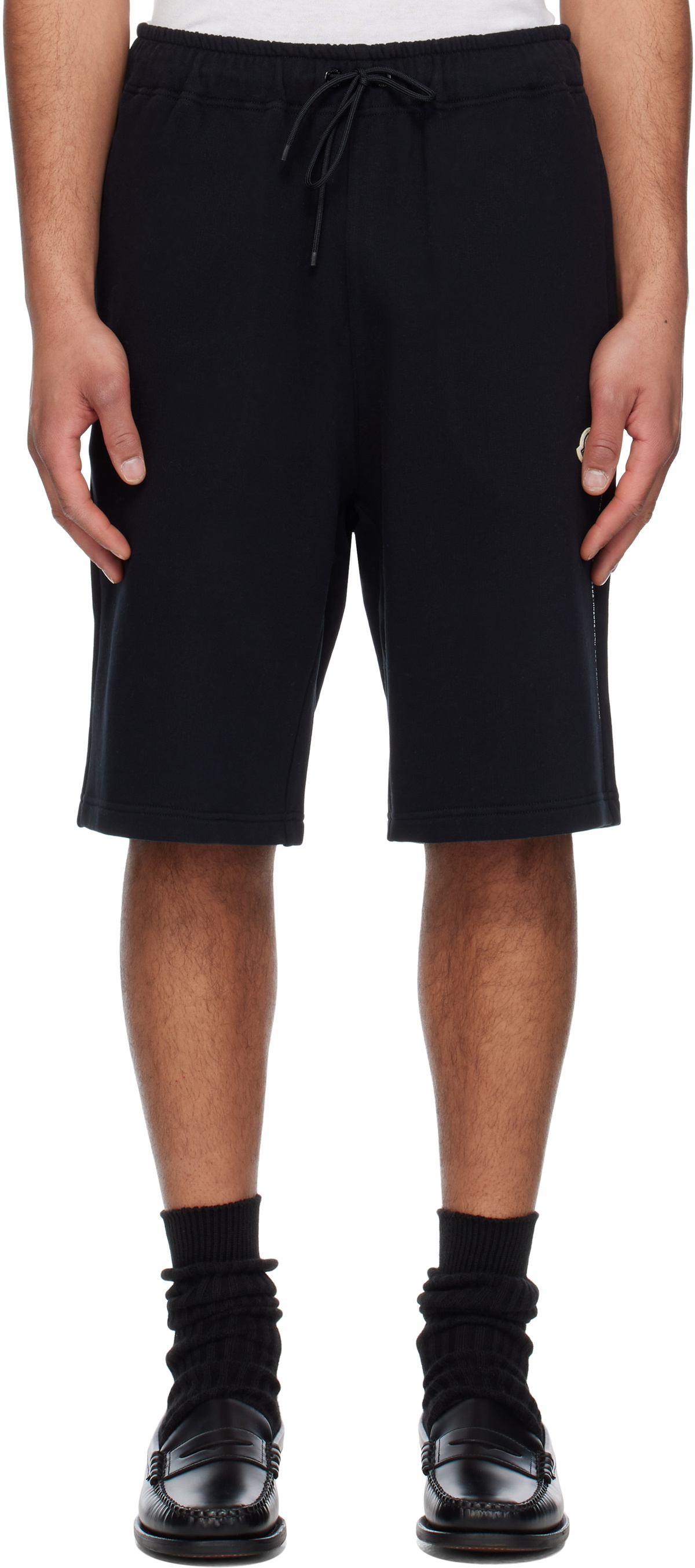 Moncler Genius Moncler x FRGMT Hiroshi Fujiwara Black Embroidered Logo Cotton Shorts