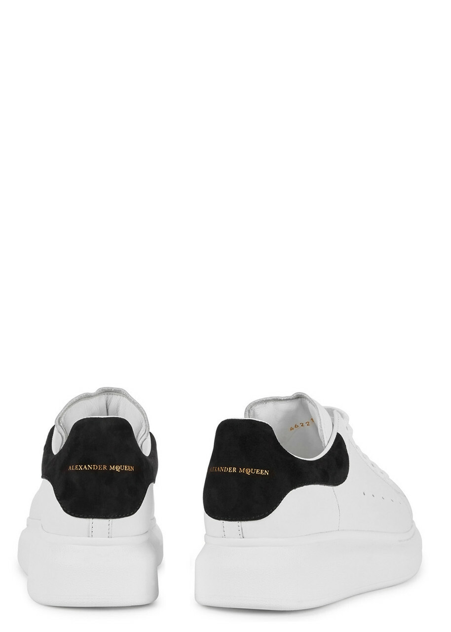 Alexander McQueen Oversized White Leather Sneakers, Sneakers, Leather White And Black